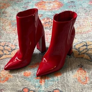 BAMBOO Glossy Cherry Heeled Boots